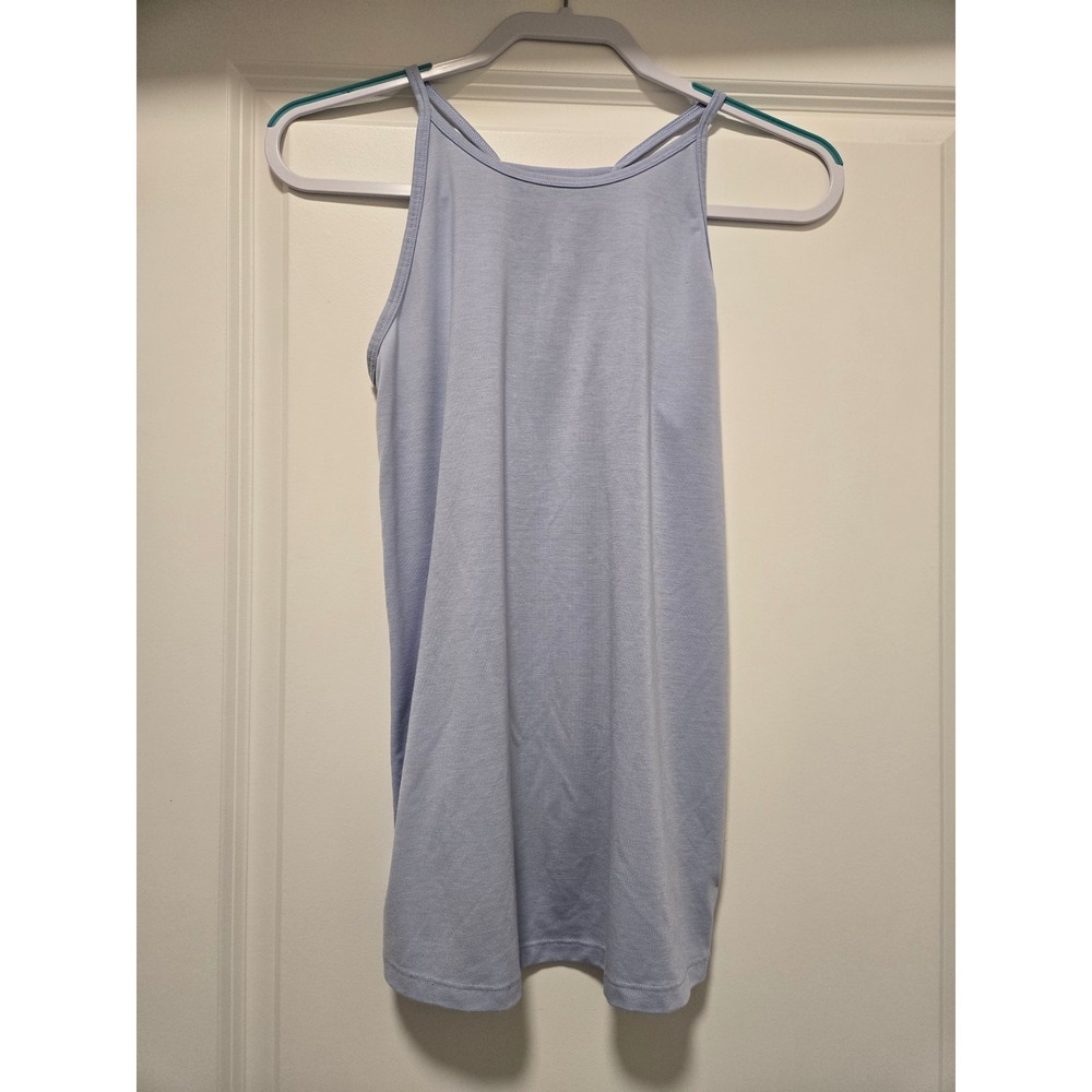 Athleta Renew High Neck Tank Top Periwinkle Blue Pleated Racerback XS